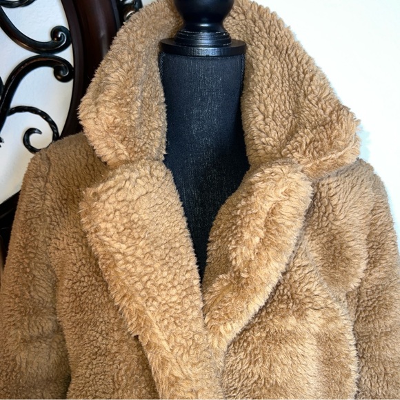 Sebby Women’s Camel Tan Teddy Bear Lined Topper Coat Medium - Picture 9 of 16